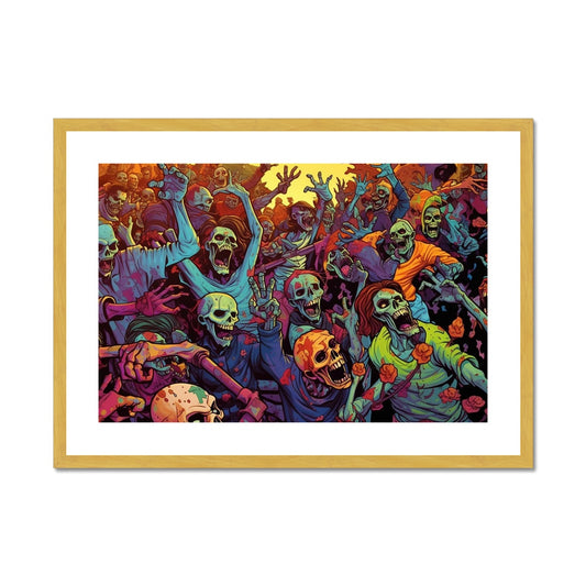 Zombie Rave Antique Framed & Mounted Print