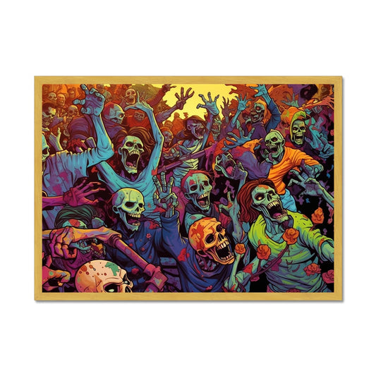 Zombie Rave Antique Framed Print